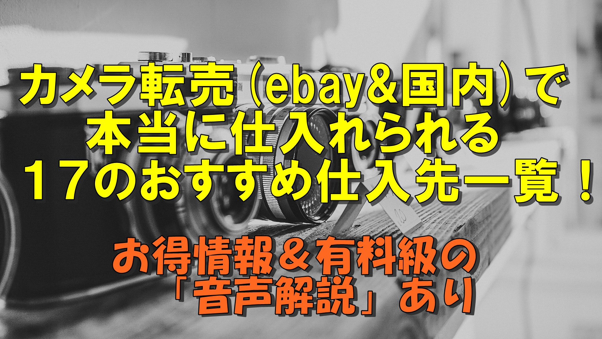【2020年保存版】カメラ転売(ebay＆国内)で本当に仕入れられる１７のおすすめ仕入先一覧！その他お得情報も！